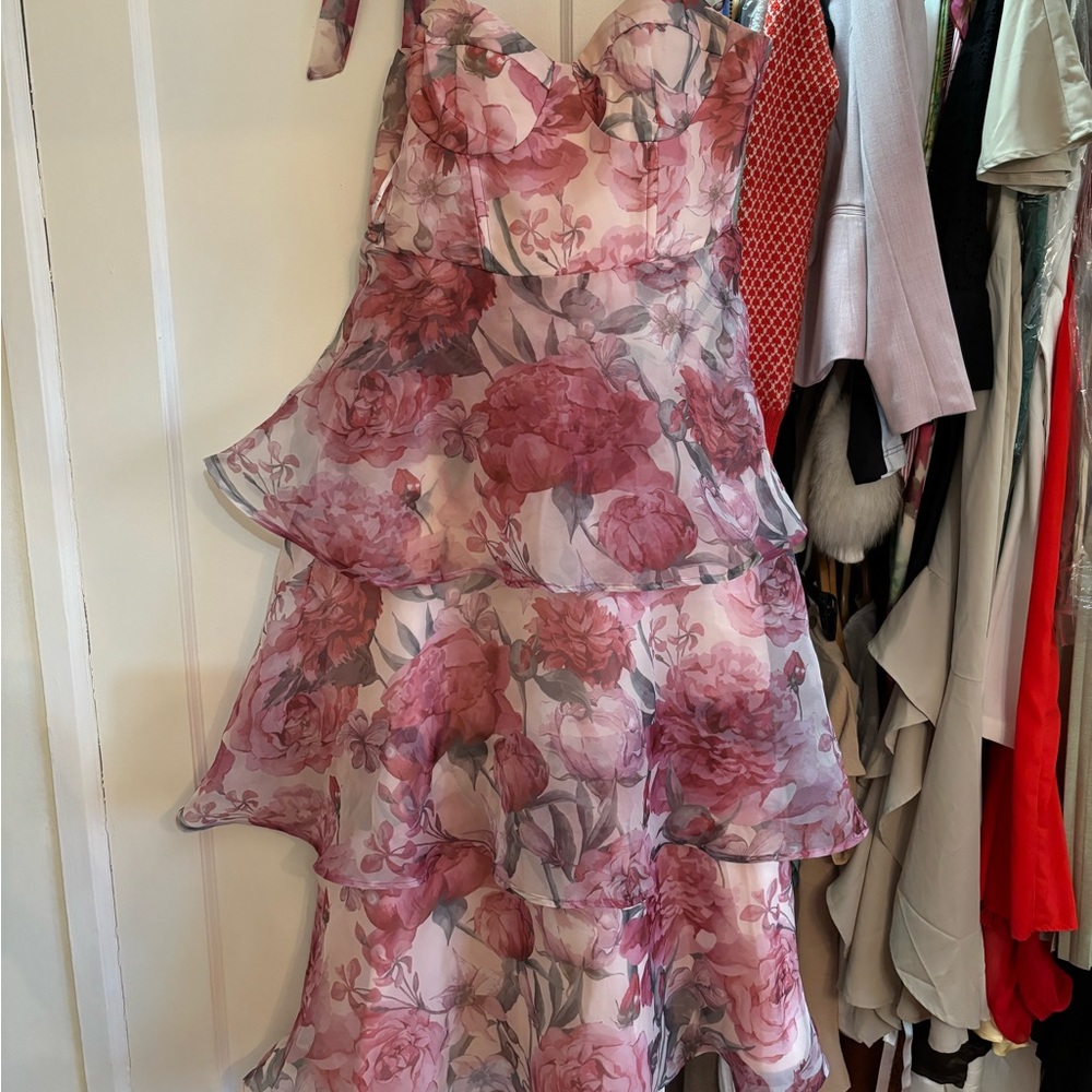 Rose Flower Midi Dress